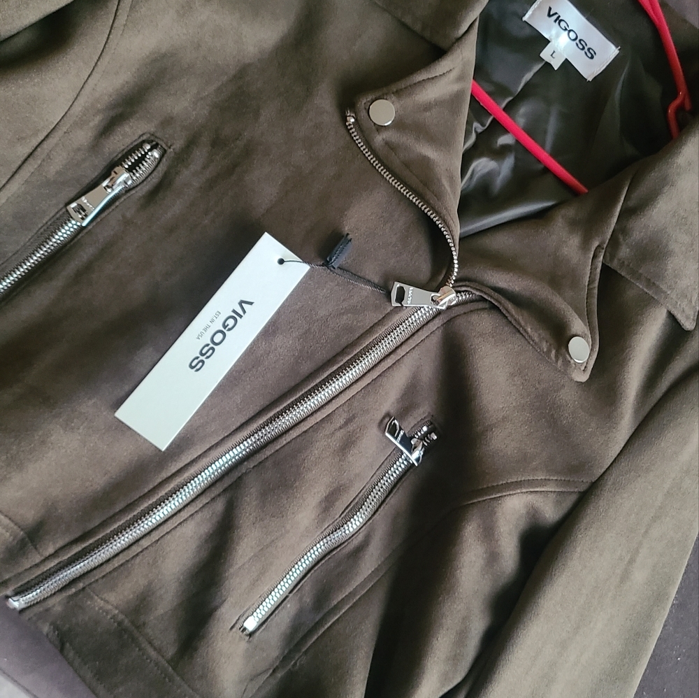 Vigoss Olive Green Moto Jacket SIZE L